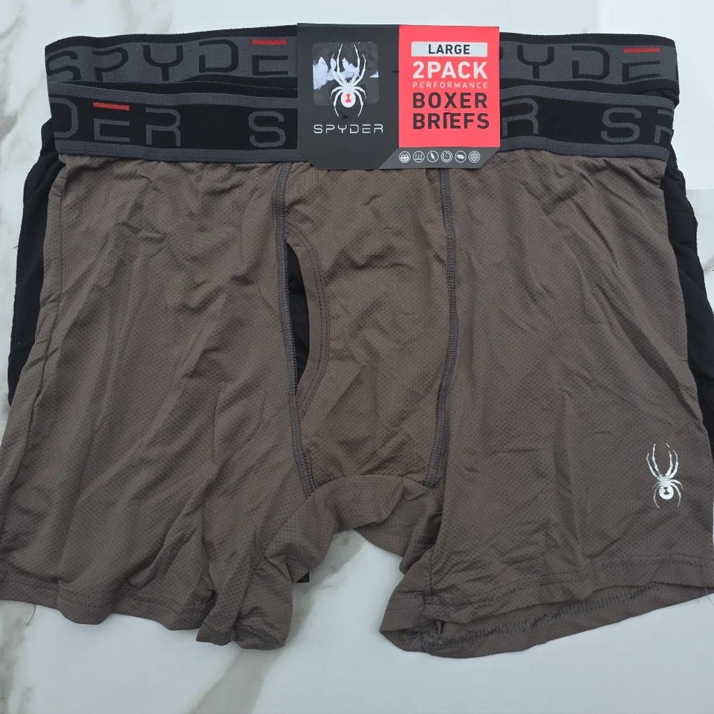 Men's Spyder Performance Mesh Boxer Briefs 2 Pack Large Nylon